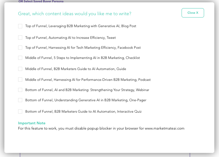 screenshot of MarketMate AI